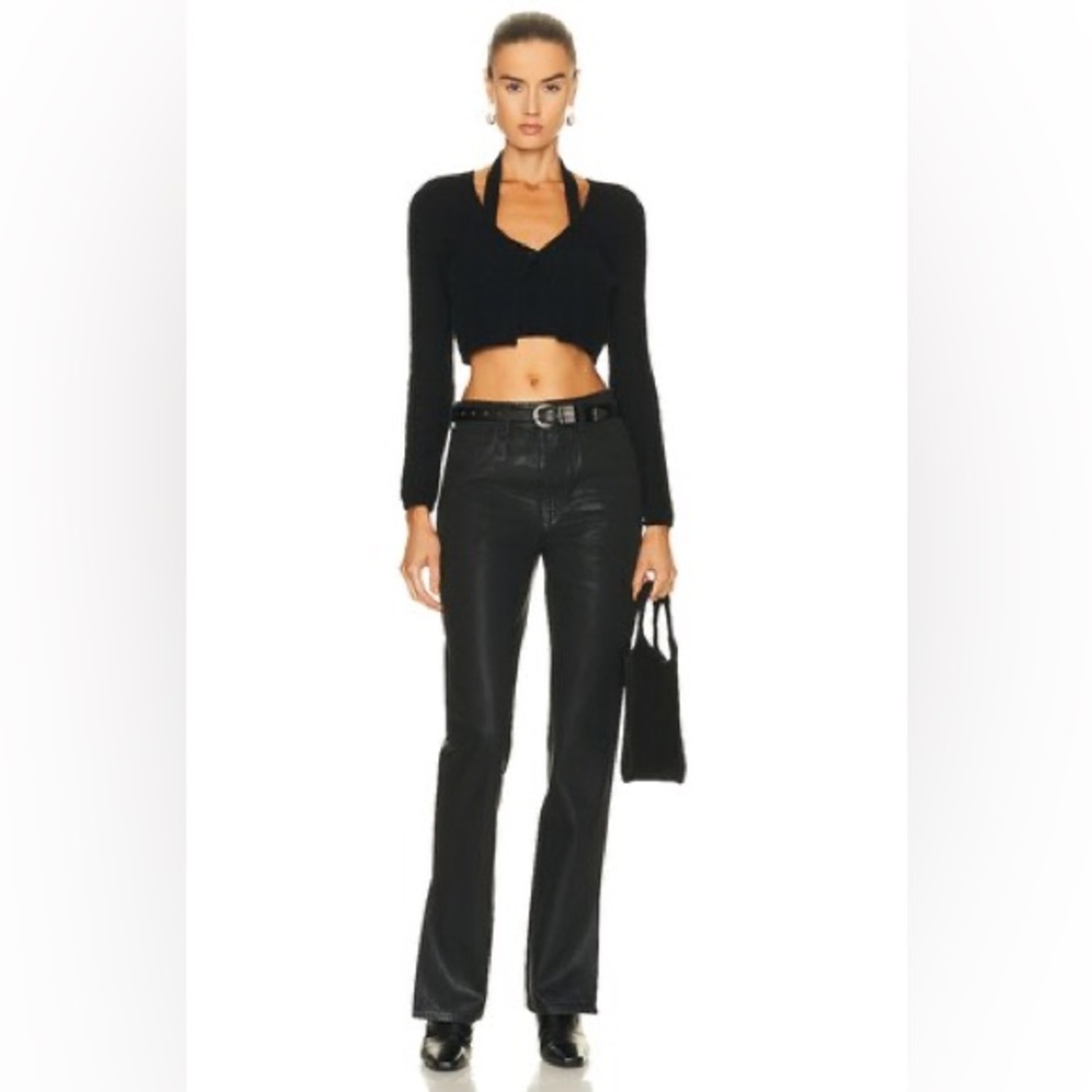 NWT Grlfrnd Jeans the Harlow high rise boot with slit black‎ size 24